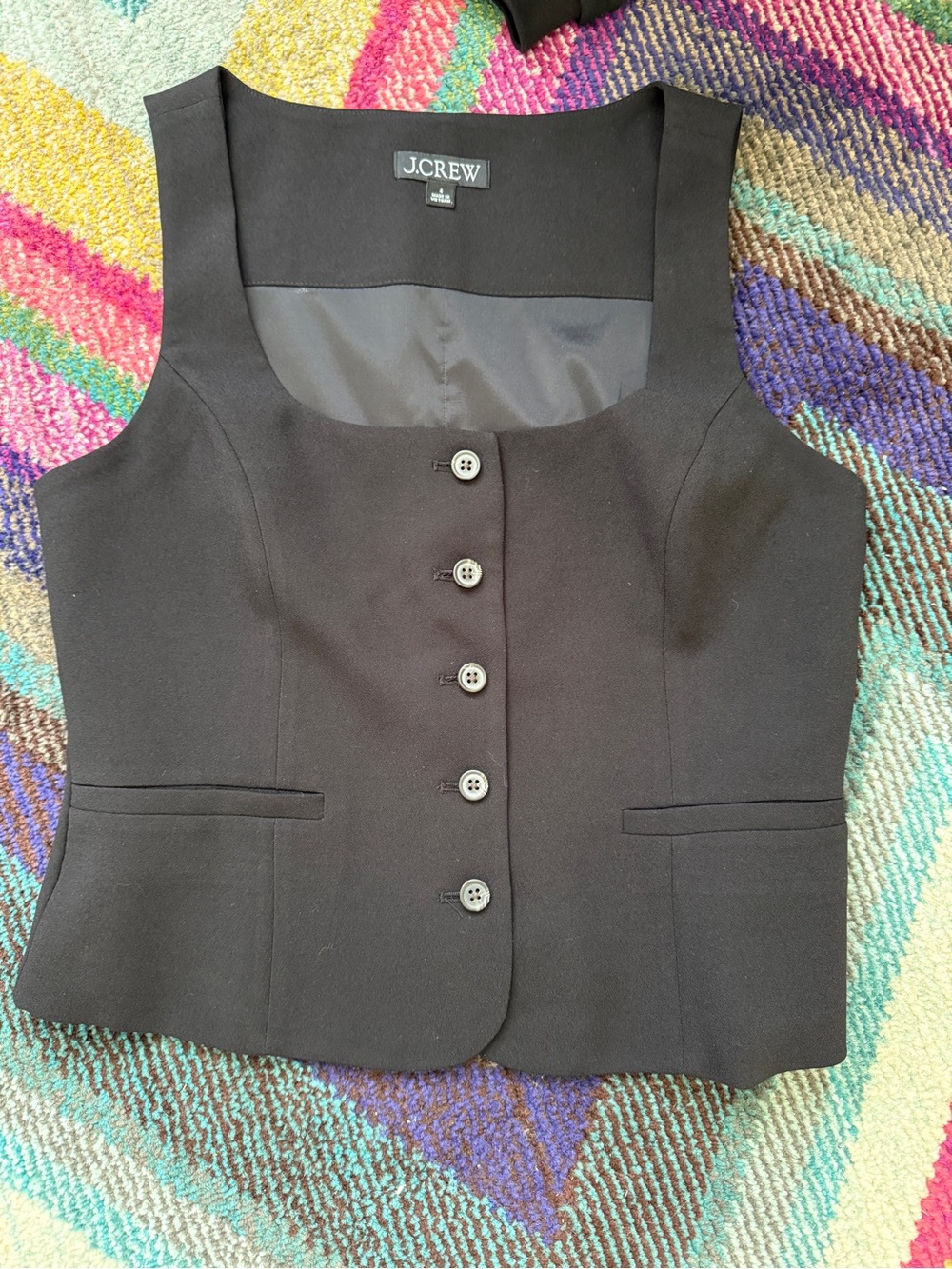 J. Crew Black Tailored Buttoned Vest